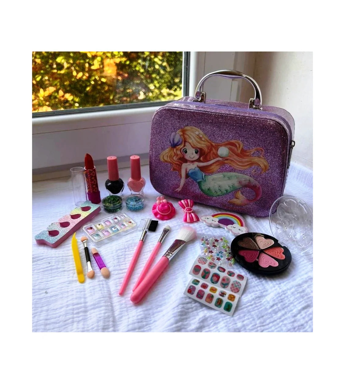 2 in 1 Beauty Makeup Kit Toy – Portable Cosmetic Set for Girls (Ages 3+)