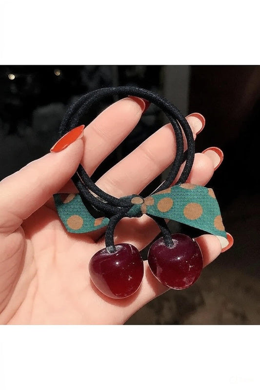 Cherry Elastic Hair Bands – Cute &amp; Trendy Hair Accessories (24 Piece Pack)